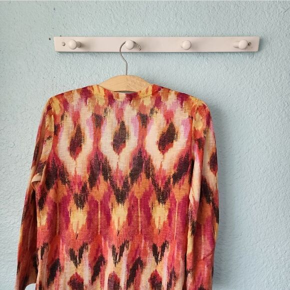 Ann Taylor silk and linen print 3/4 sleeve cardigan sweater - Picture 7 of 12